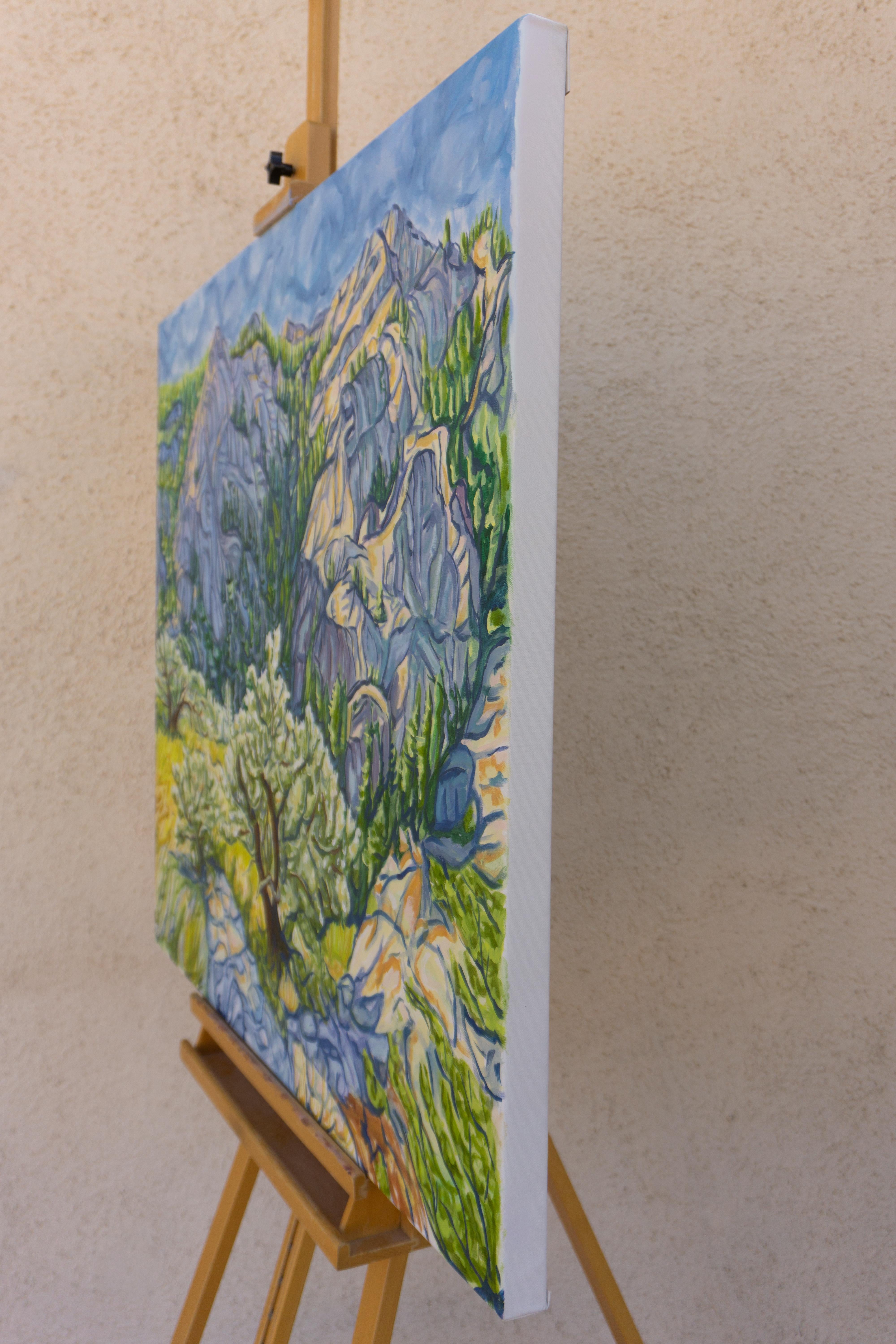 La lumière et la pierre en harmonie se balancent, peinture à l'huile - Painting de Crystal DiPietro