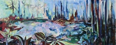Forêt se baignant dans le bleu, peinture originale