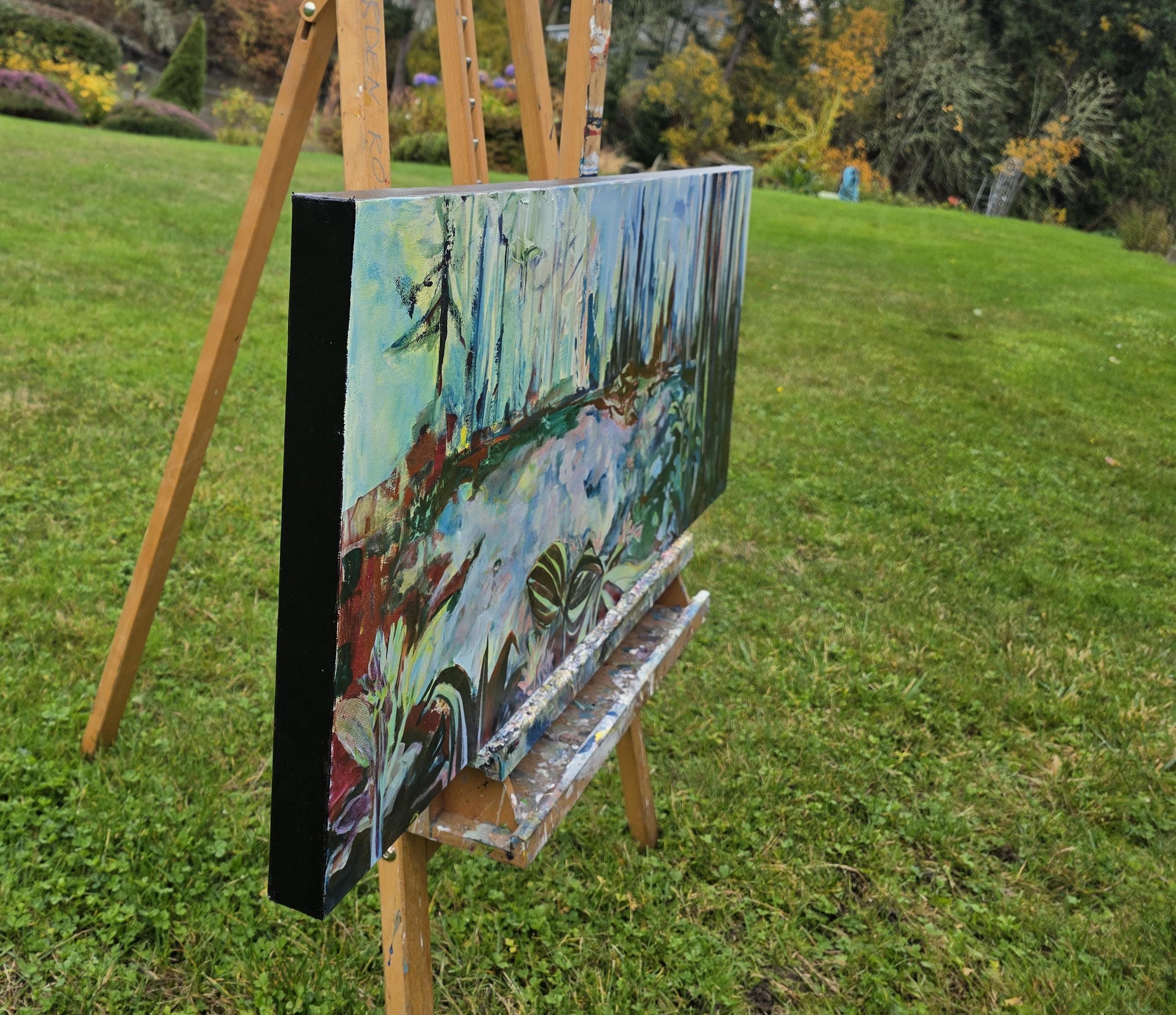 Forêt se baignant dans le bleu, peinture originale - Expressionniste Art par Arden Rose