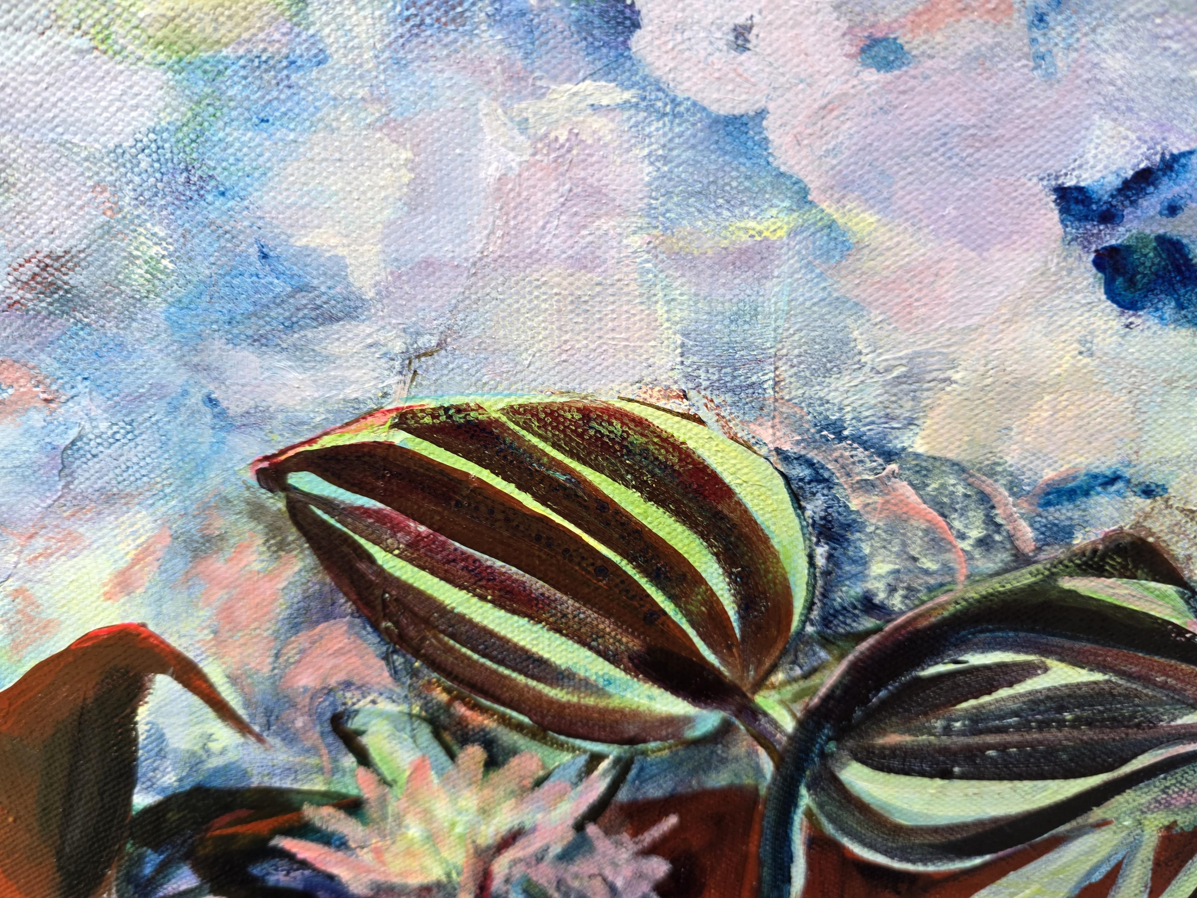 Forêt se baignant dans le bleu, peinture originale en vente 1