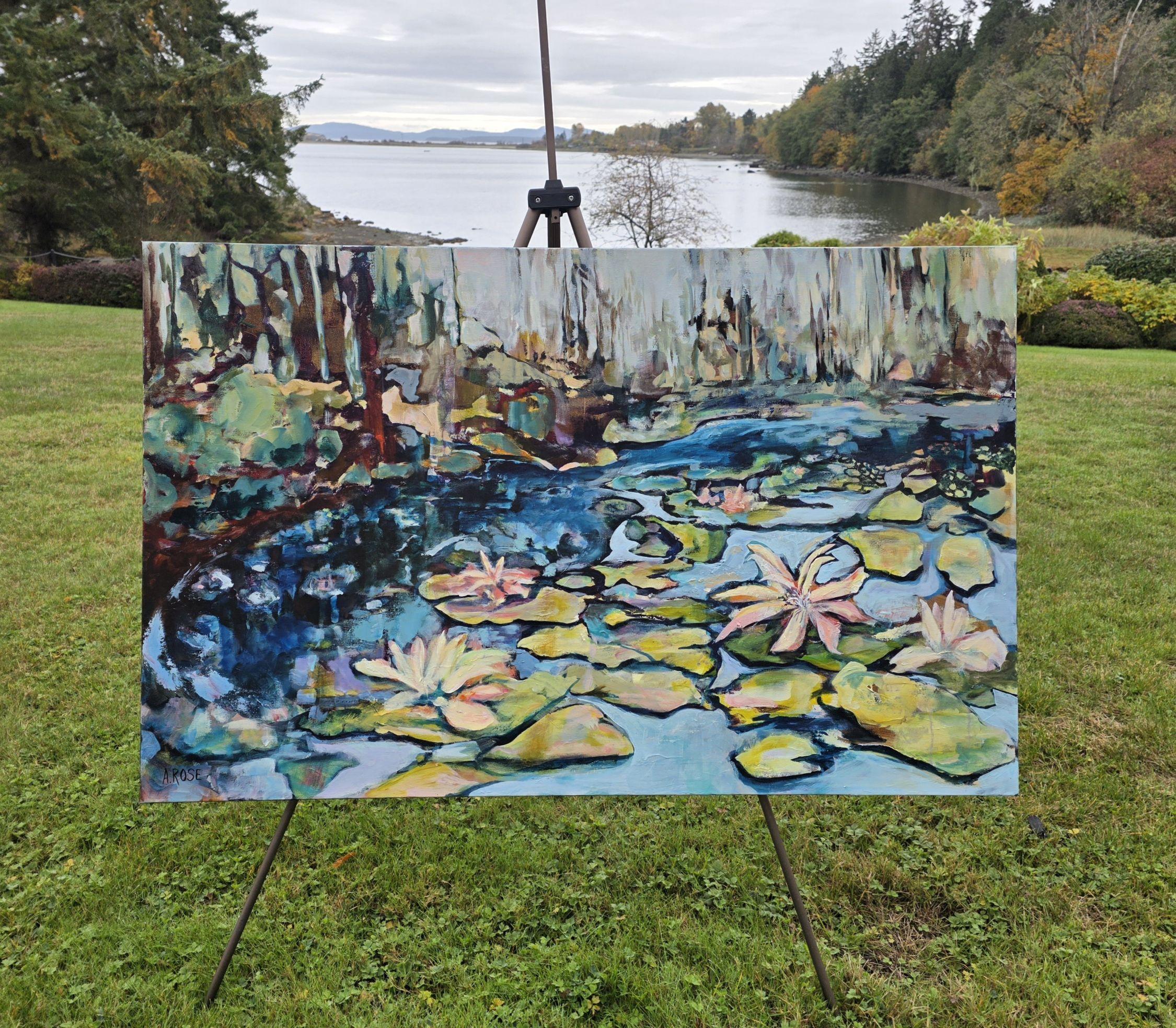 Lys en fleurs, peinture originale - Impressionnisme Painting par Arden Rose