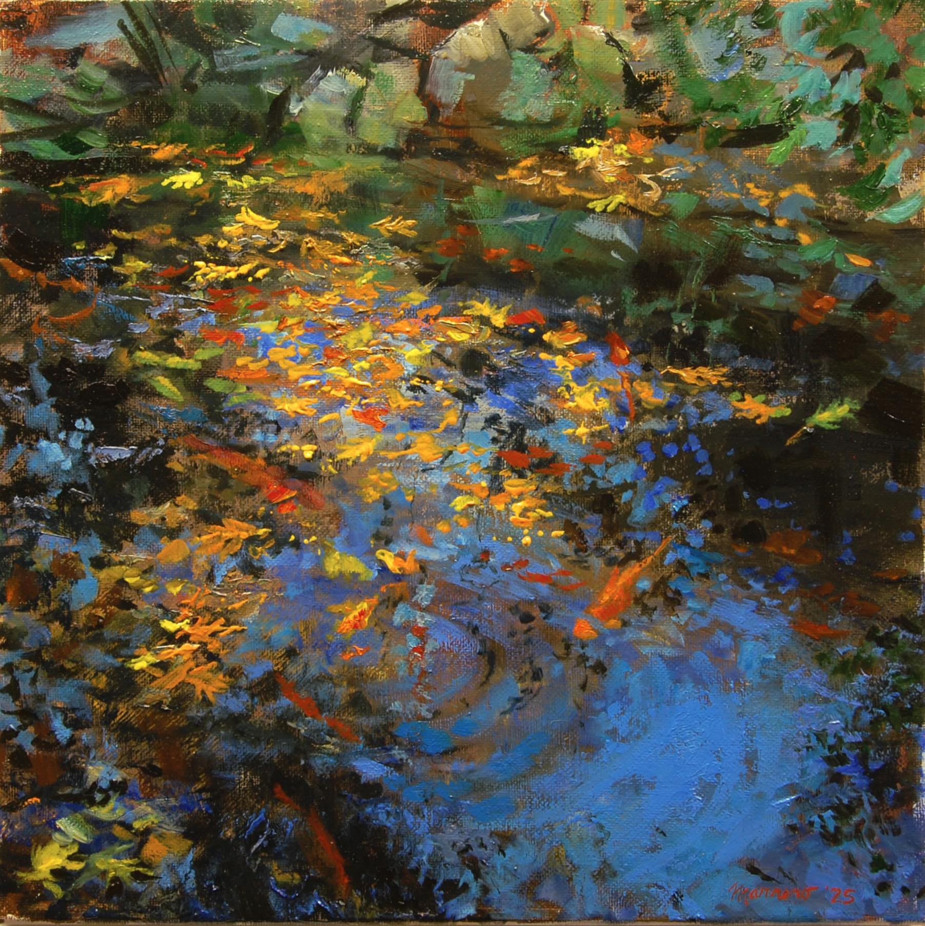 Automne Koi, peinture à l'huile