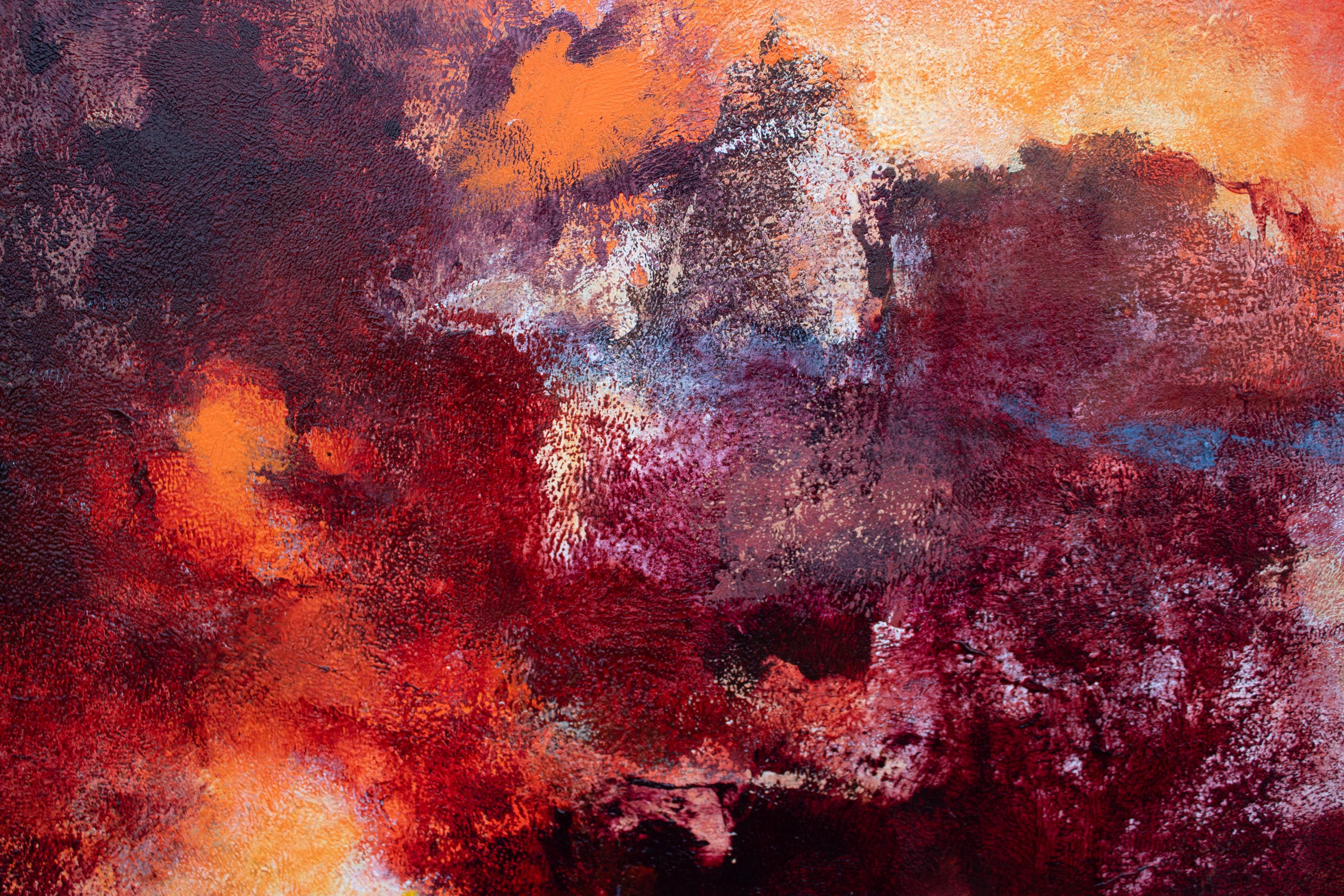 Sunnestanden, peinture originale - Marron Landscape Painting par Karen Hansen