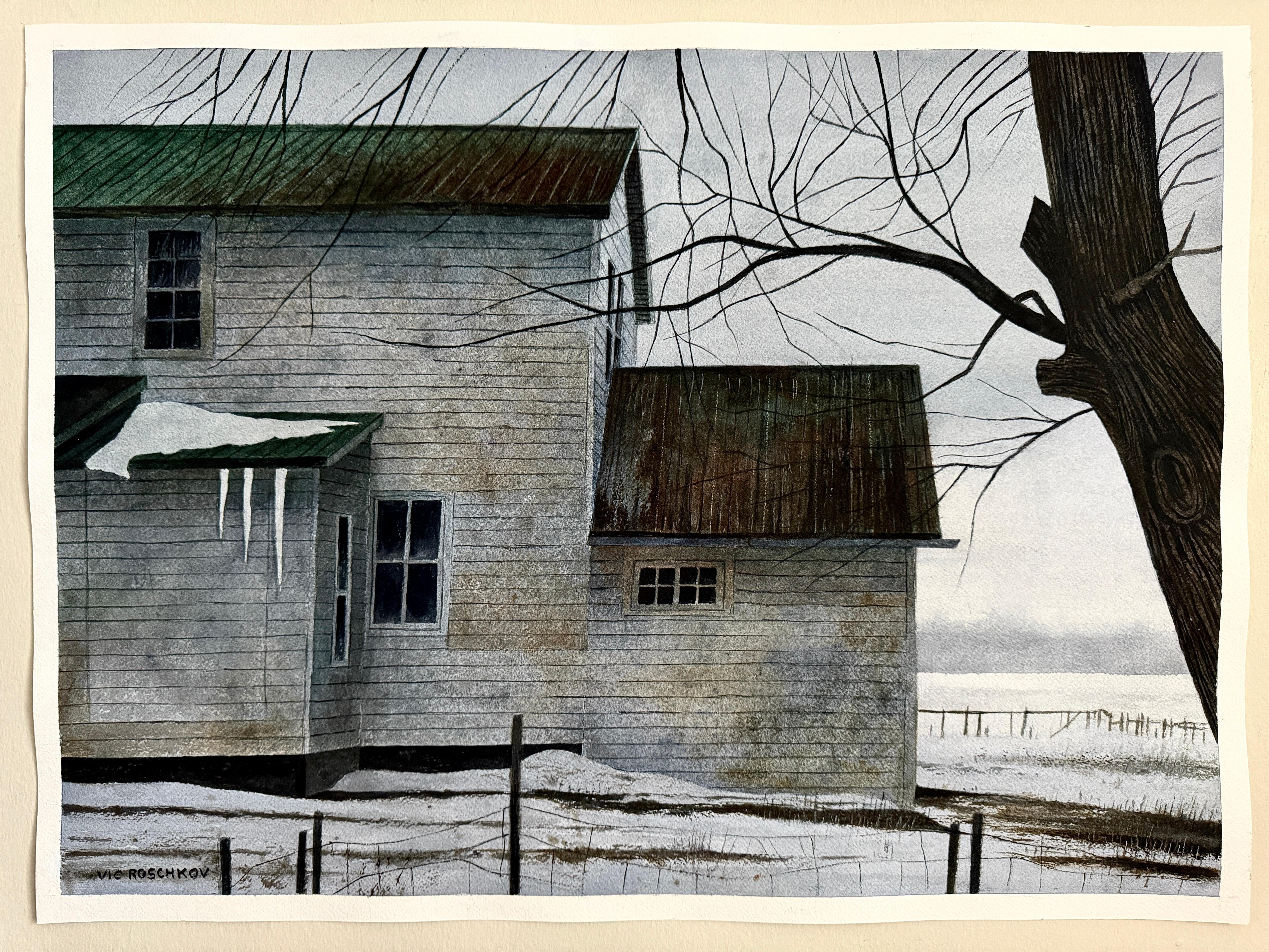 Northern Hush, peinture originale - Réalisme Art par Vic Roschkov