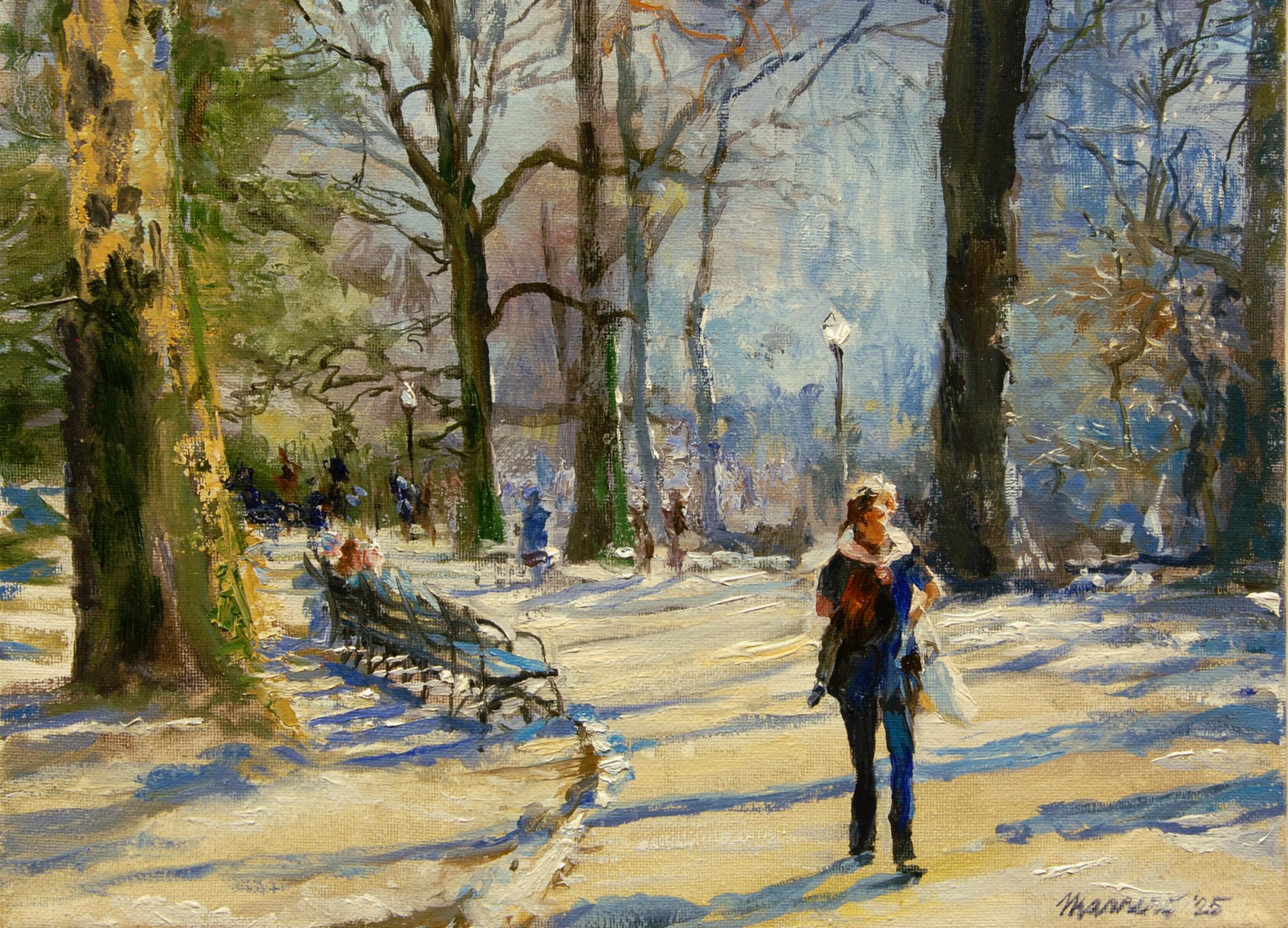 Cavalluccio, Pittura a olio - Landscape Painting Grigio di Onelio Marrero