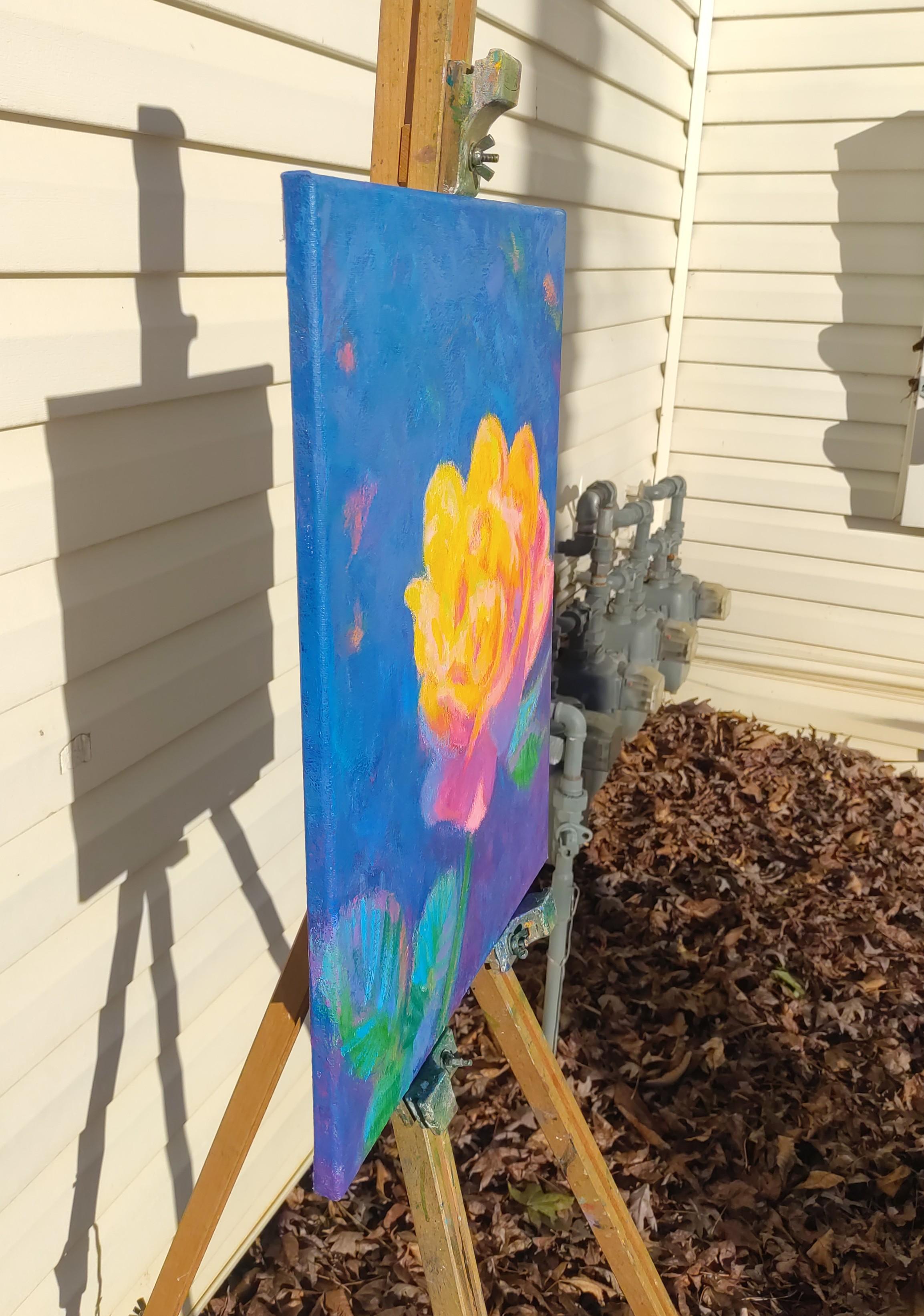 Rose jaune, peinture à l'huile - Painting de Naoko Tadotsu