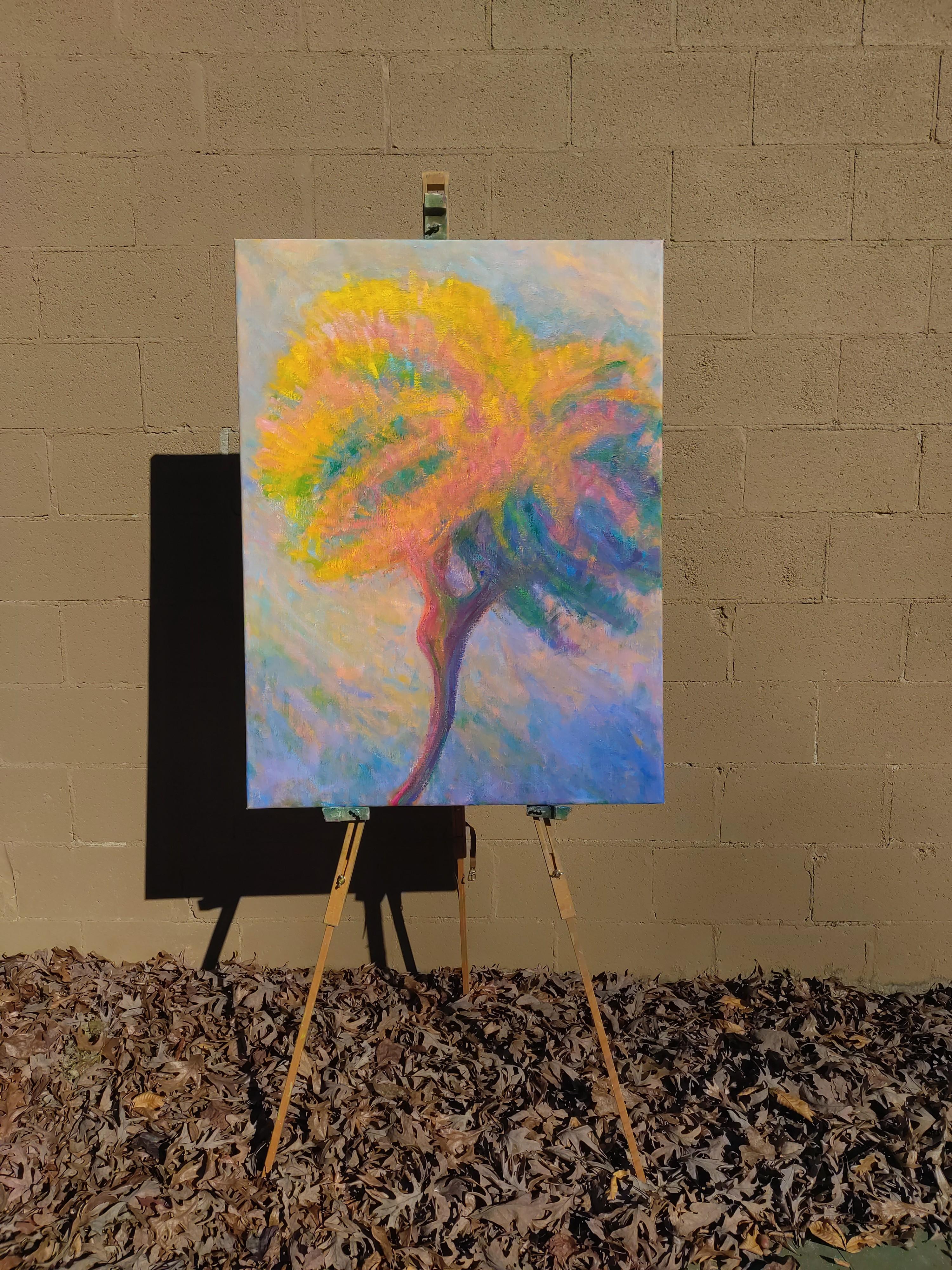 <p>Artist Comments<br>A crepe-myrtle tree blooms with delicate flowers that resemble colorful confetti. Its leaves sway gently in the breeze, glowing softly in the summer sunlight. Expressive strokes and a pastel palette capture the serene, peaceful