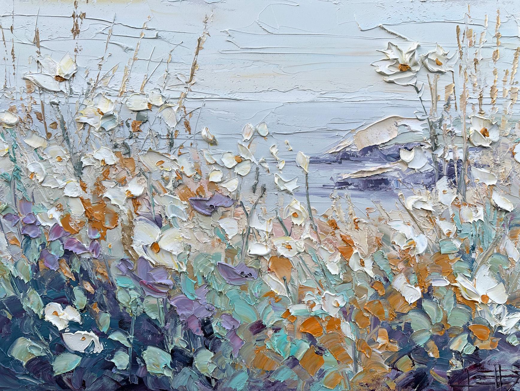 Lisa Elley Still-Life Painting - Seaside Meadow, Oil Painting