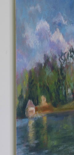 Vista de la casa del lago, Pintura original