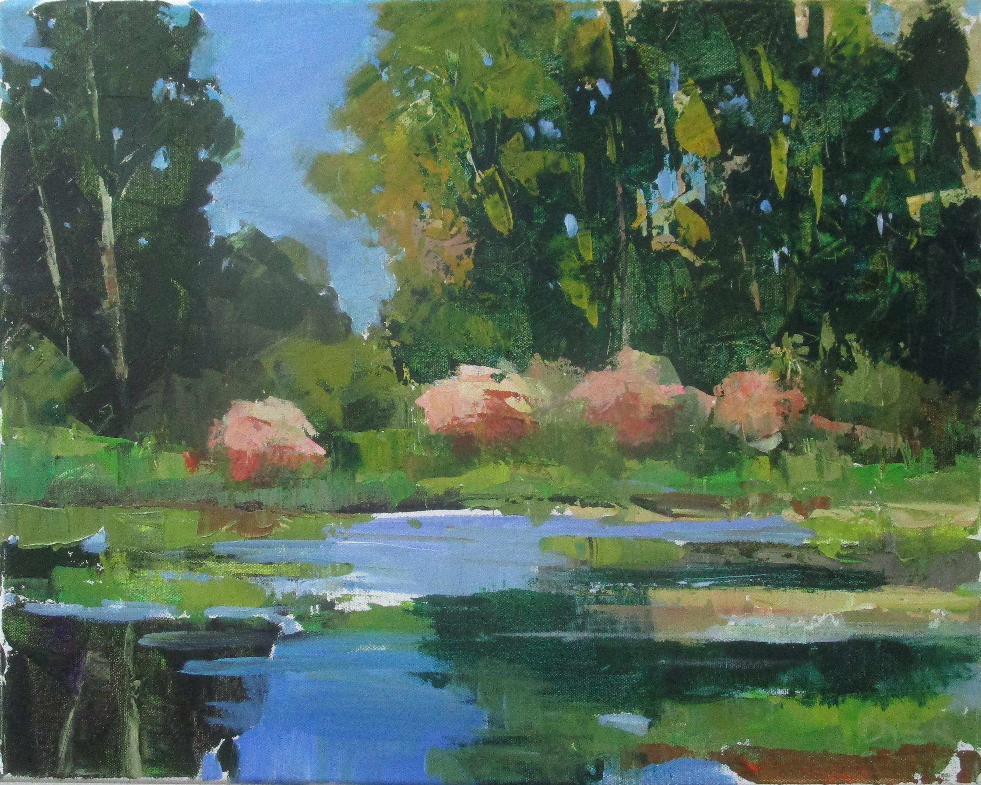 Bushes by the Pond, Original Painting