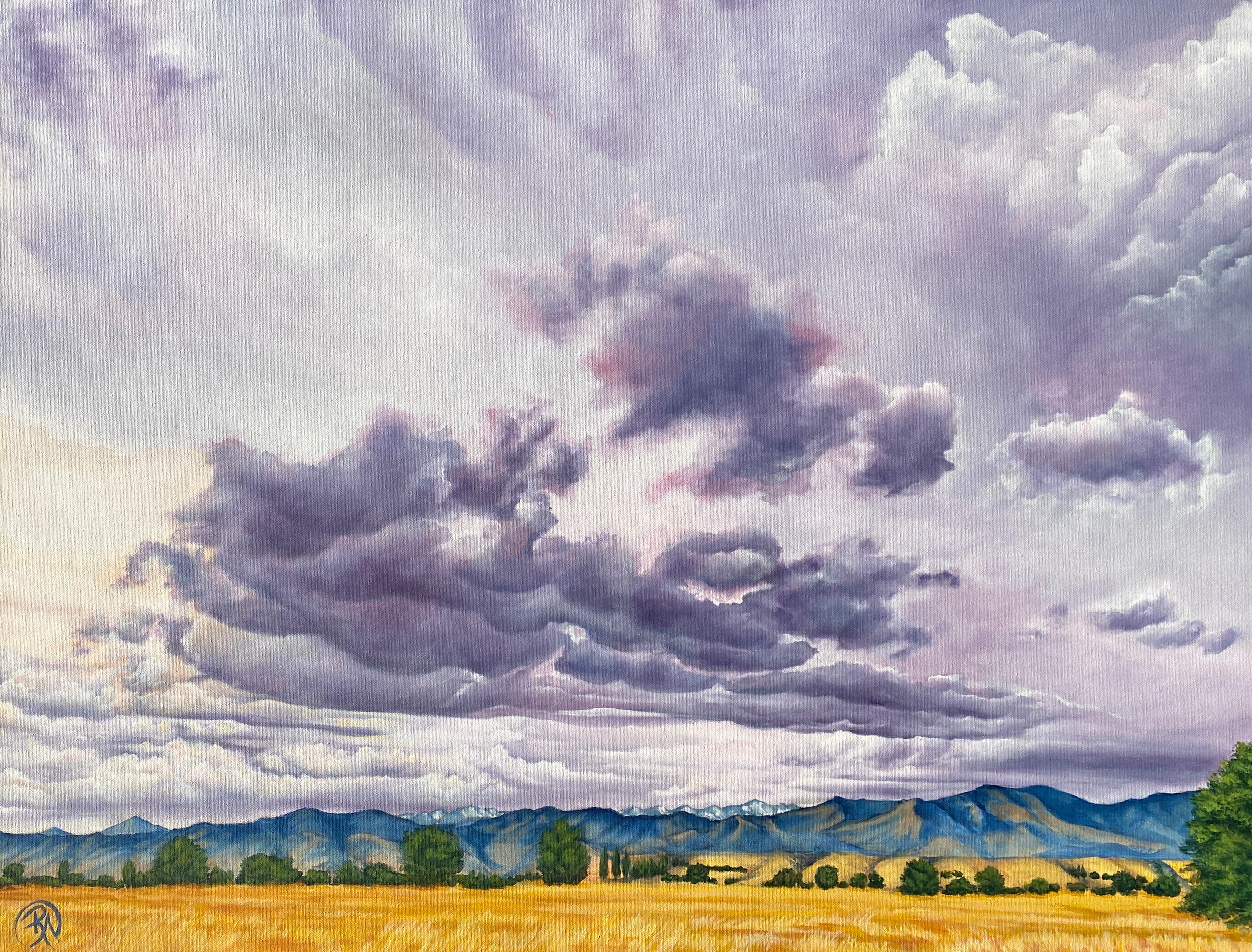 Plum Skies, Original Painting - Art by Renee Noel