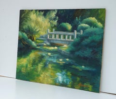 Ponte nel giardino giapponese, Pittura a olio