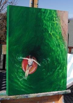 Serenity in Scarlet and Green, Oil Painting