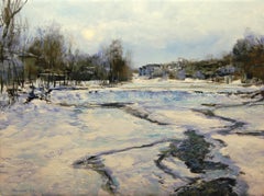 Frozen Weir on the Rockaway River, Oil Painting
