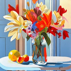 Flowers in a Glass Vase, Original Painting