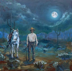 Lone Cowboy, Oil Painting