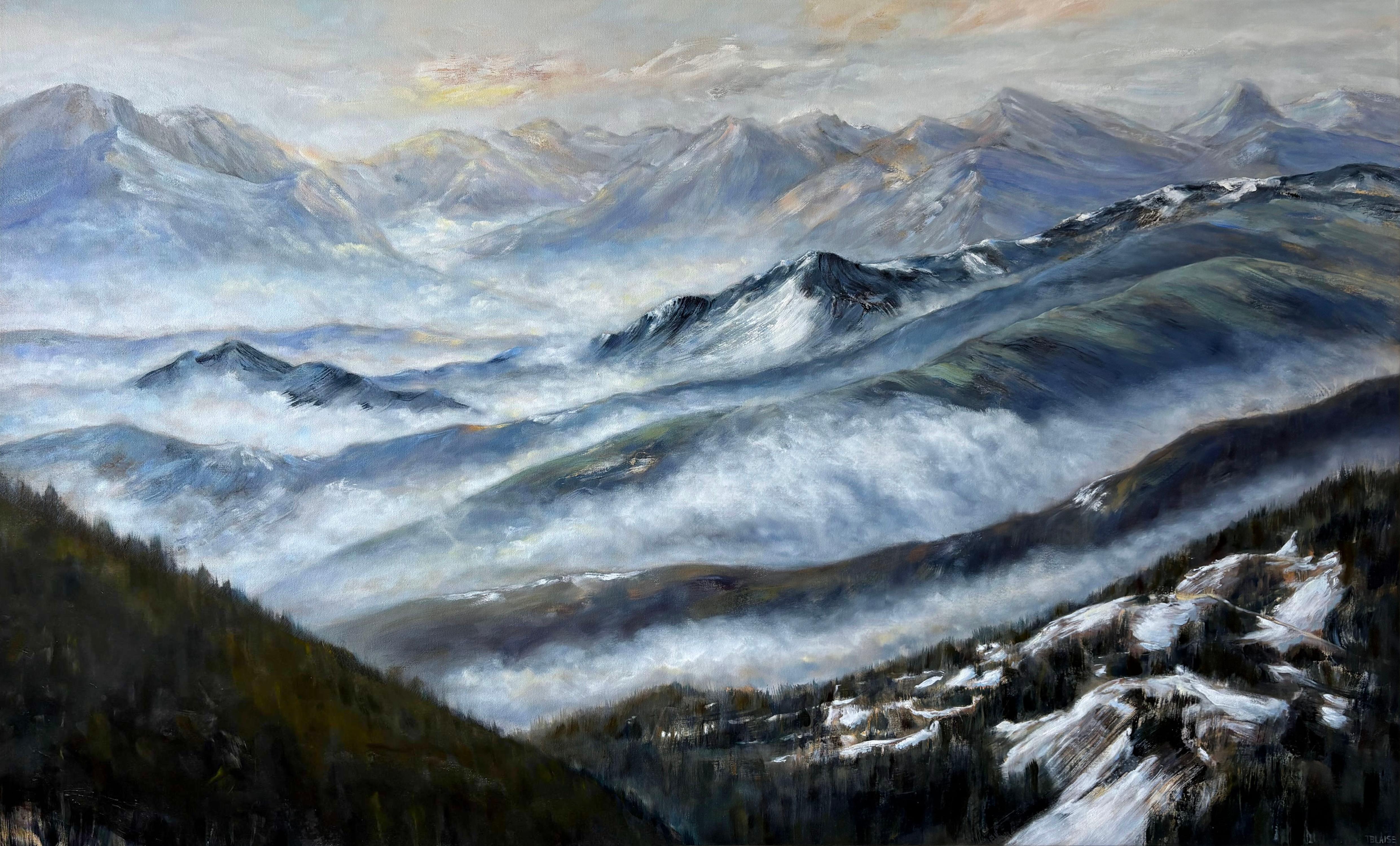 Tiffany Blaise Landscape Painting - Mountain Sanctuary, Oil Painting