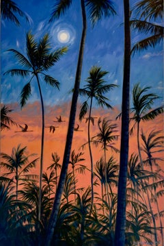 Flamingo Dusk, Oil Painting