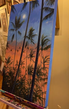 Flamingo Dusk, Oil Painting