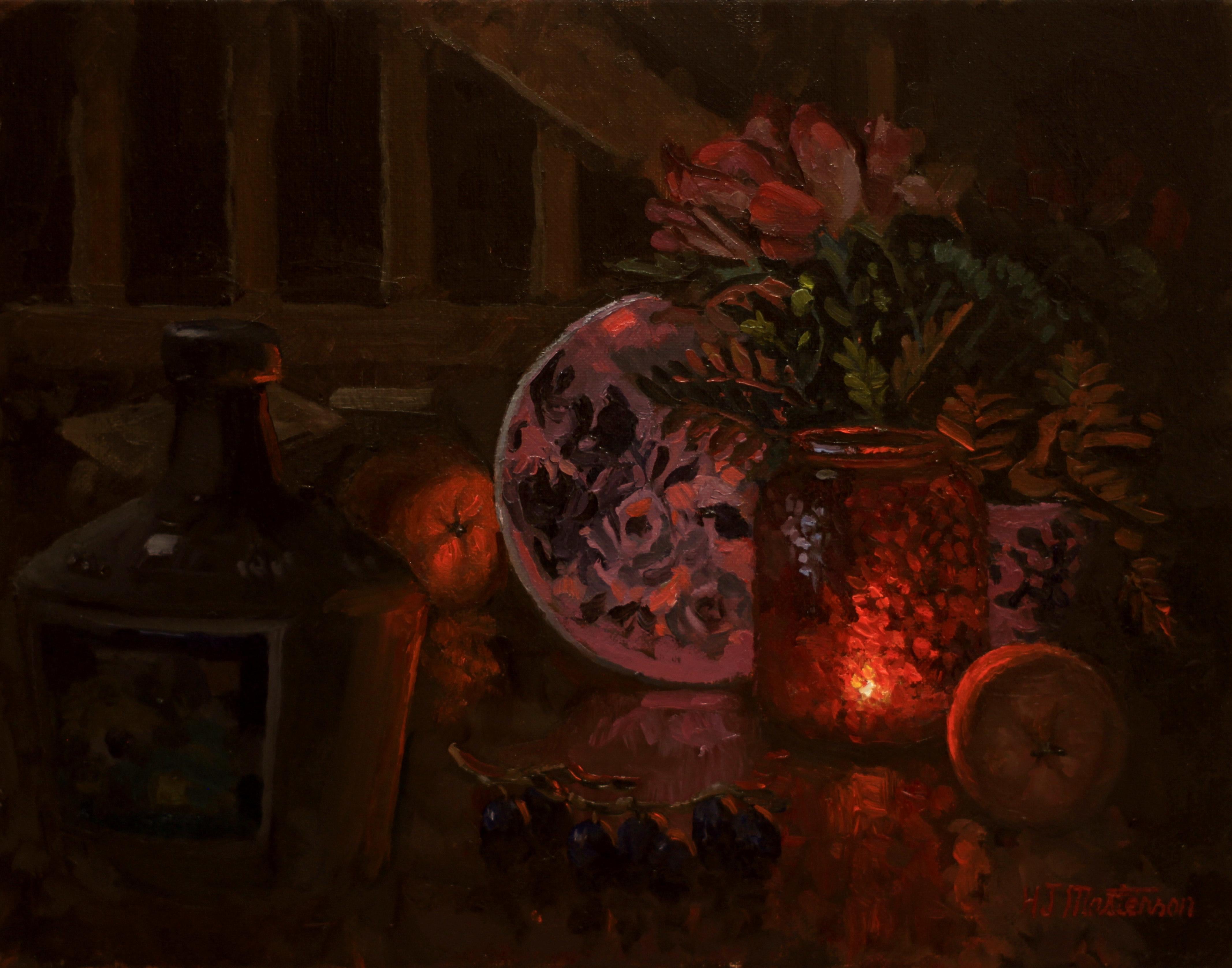 Hugh Masterson Still-Life Painting - Night Glow, Oil Painting