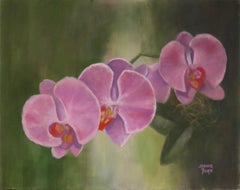 Trio d'orchidées, peinture à l'huile