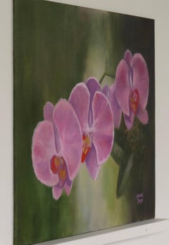 Trio d'orchidées, peinture à l'huile