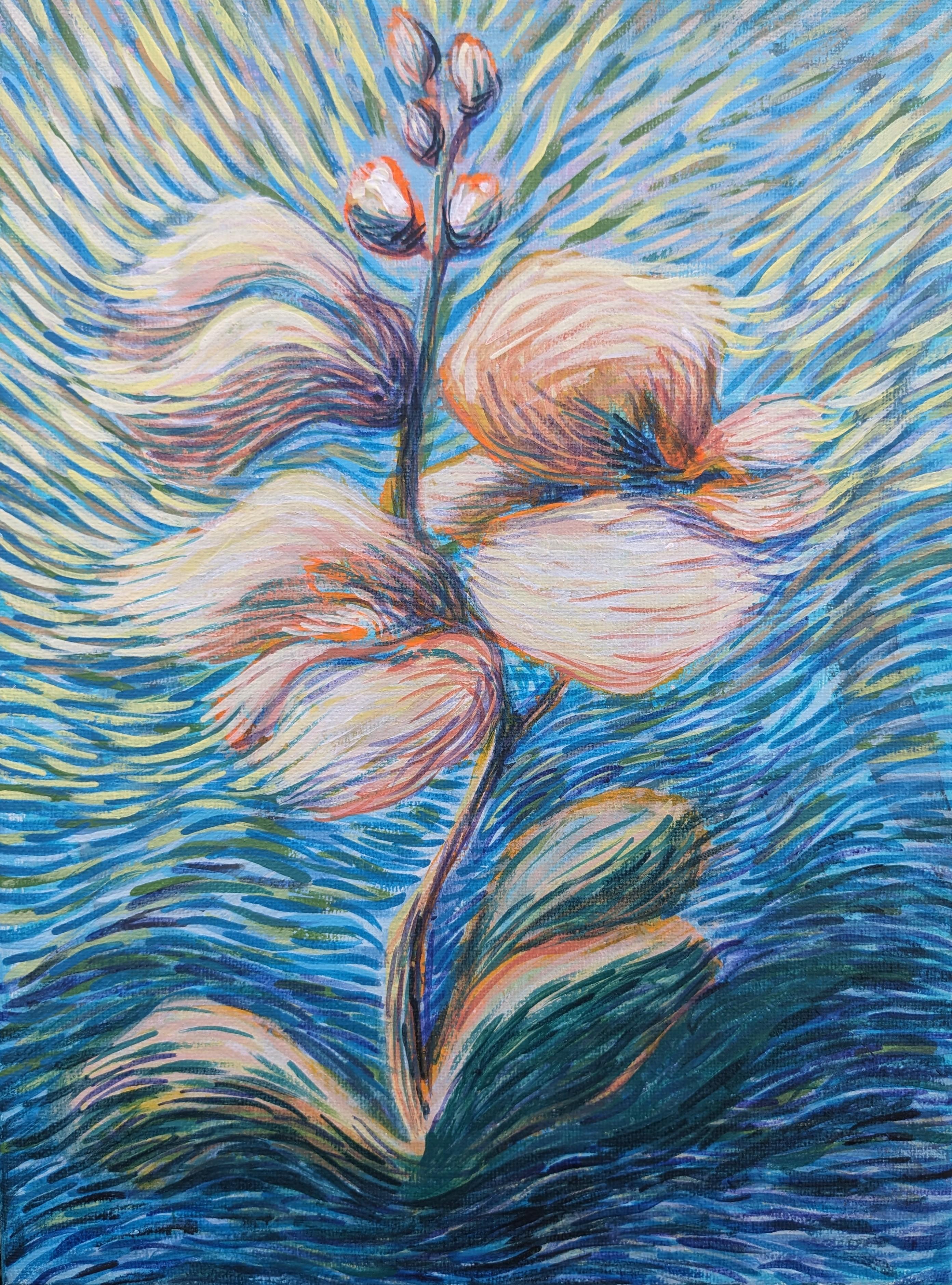 Diana Elena Chelaru Still-Life Painting - Drifting Petals, Original Painting