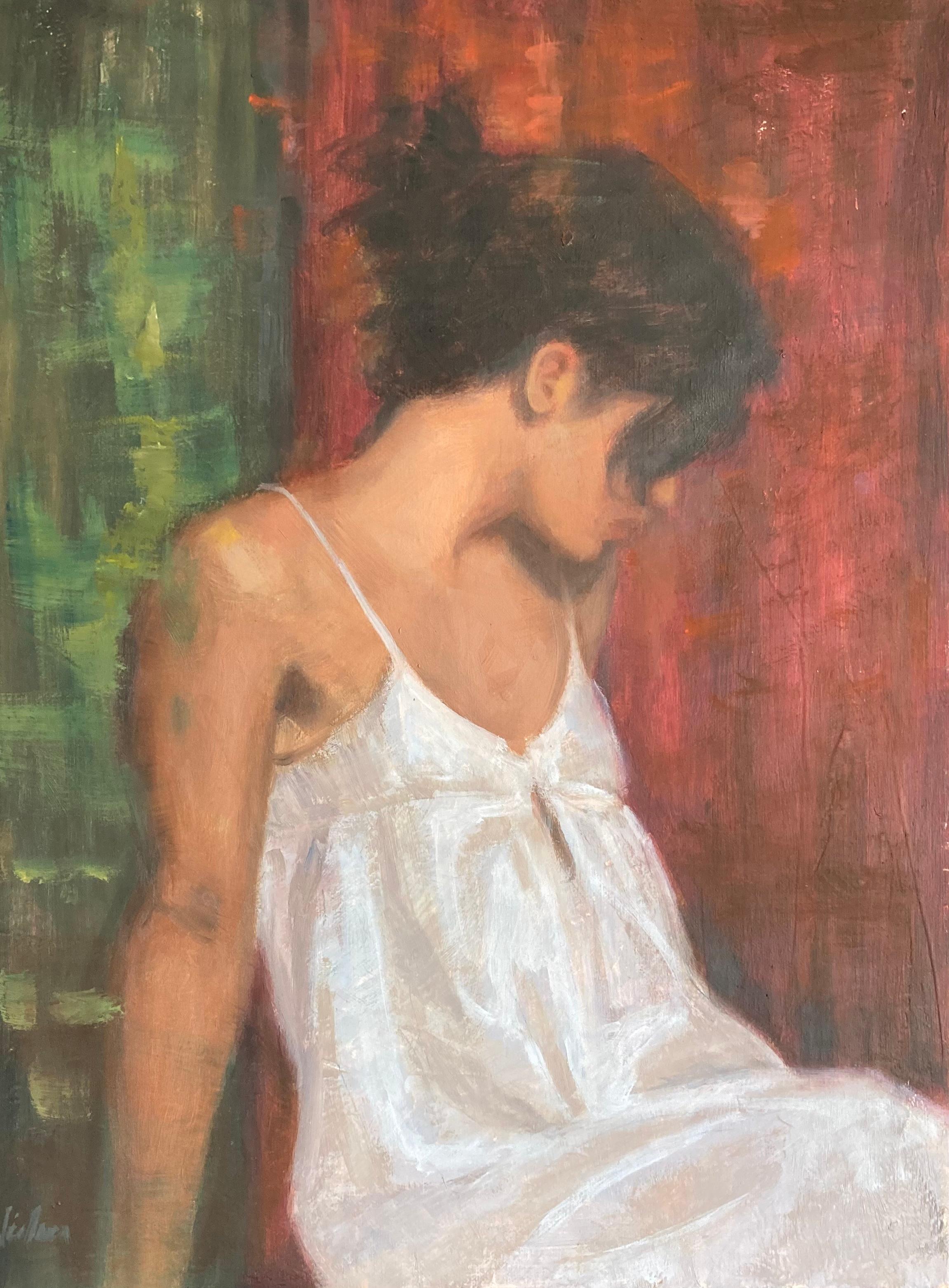 Lisa Nielsen Figurative Painting - Messy Bun, Oil Painting