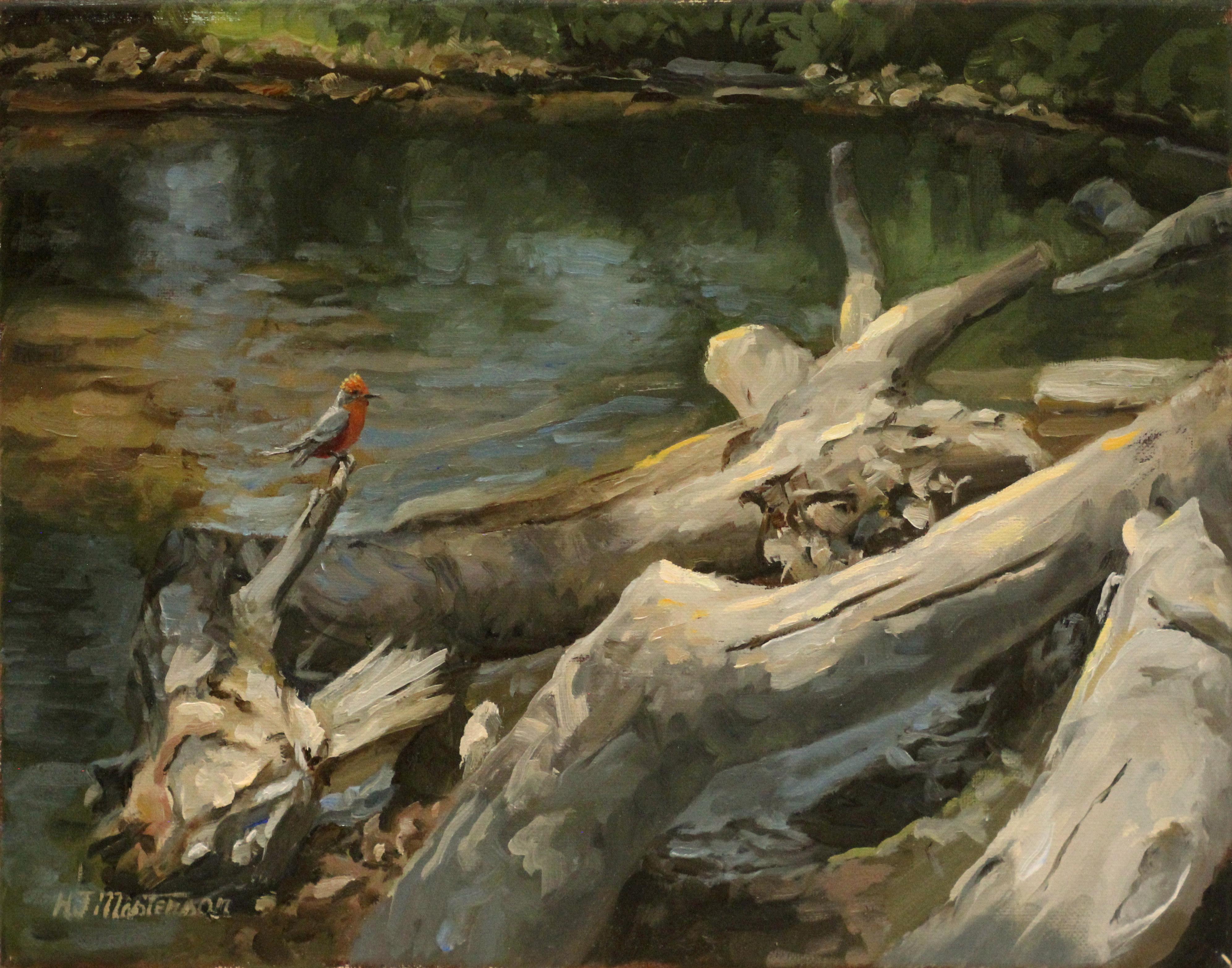 Hugh Masterson Landscape Painting - Waiting for a Fly, Oil Painting