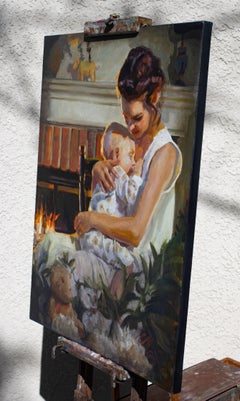By the Fireside, Oil Painting