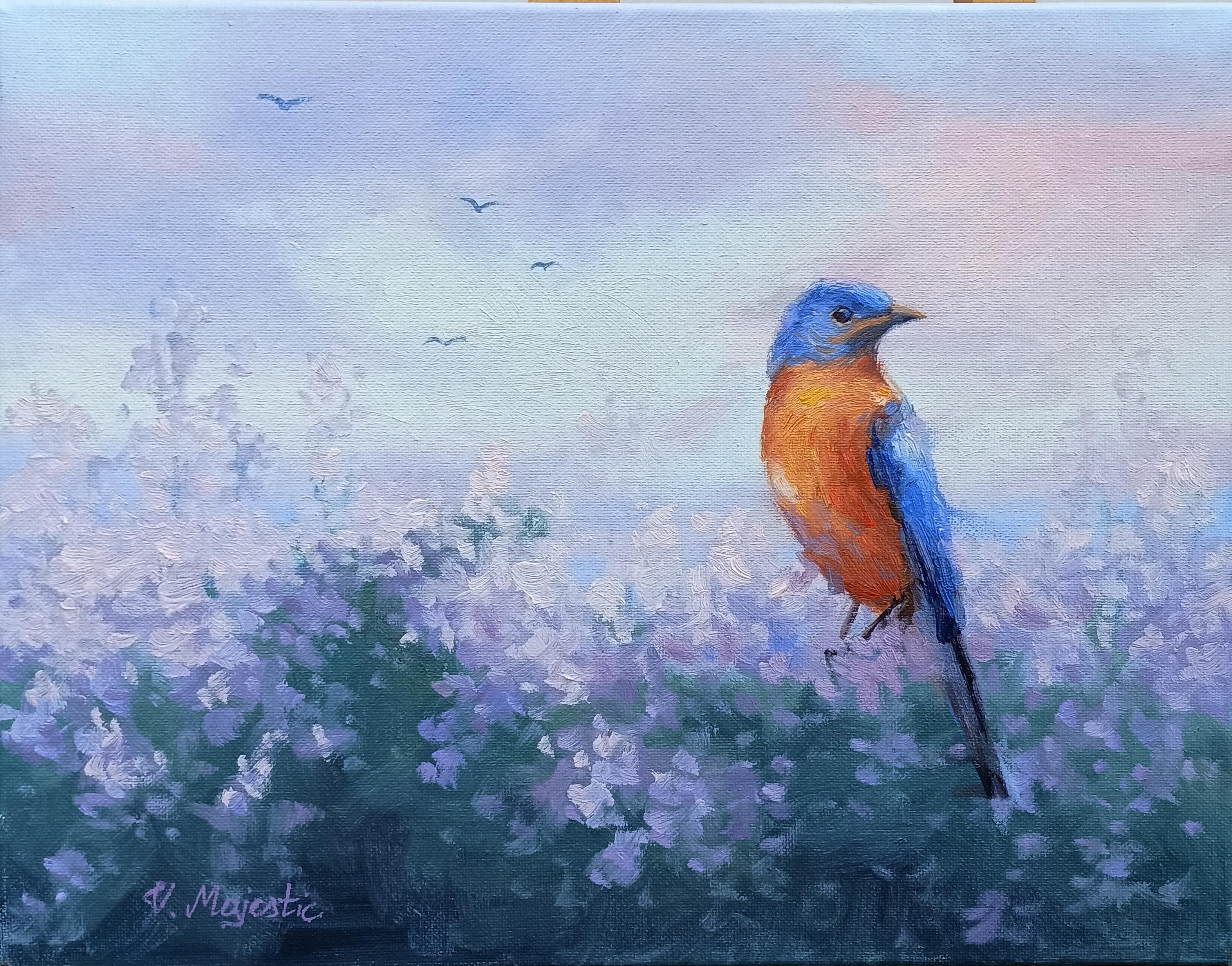 Eastern Blue Bird, Ölgemälde