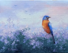 Eastern Blue Bird, Oil Painting