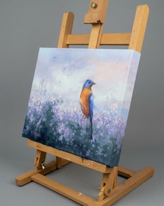 Eastern Blue Bird, Oil Painting