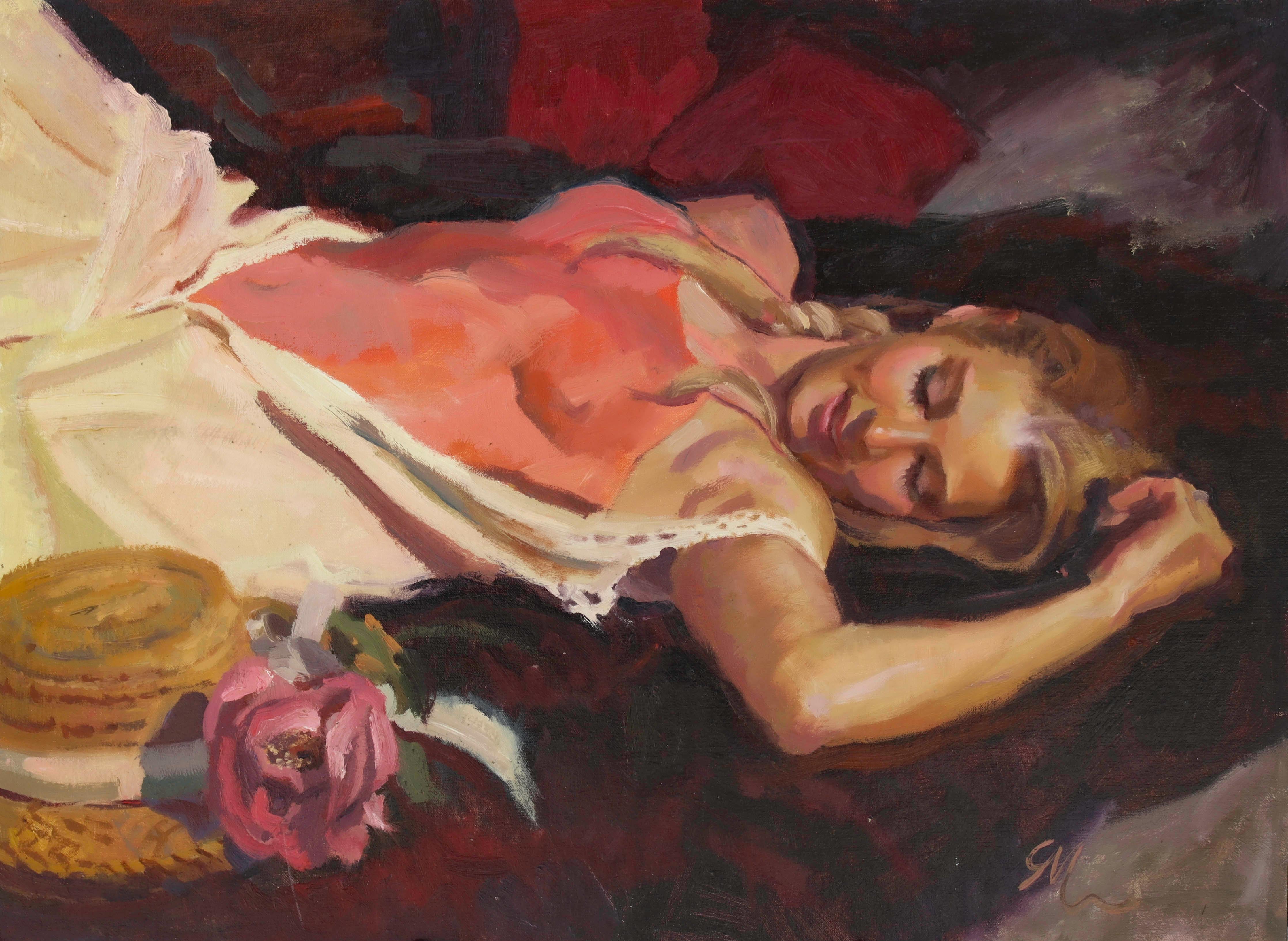 C M Cooper Figurative Painting - Cloudless Thoughts, Oil Painting
