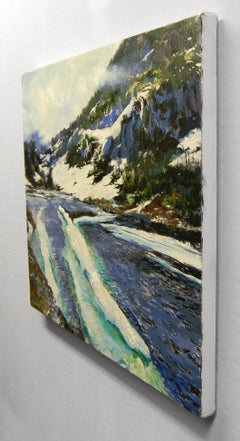 A lo largo de la línea ferroviaria de White Pass, Skagway, pintura al óleo