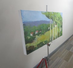 Campo y árboles, Francia, pintura original