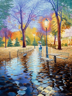 Quiet Glow. Central Park. New York, Oil Painting