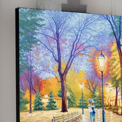 Quiet Glow. Central Park. New York, Oil Painting