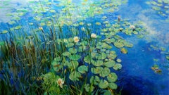 Seerosen und Schilf, Hepner-Teich, Ölgemälde