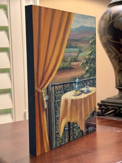 Vista da una villa toscana, dipinto a olio