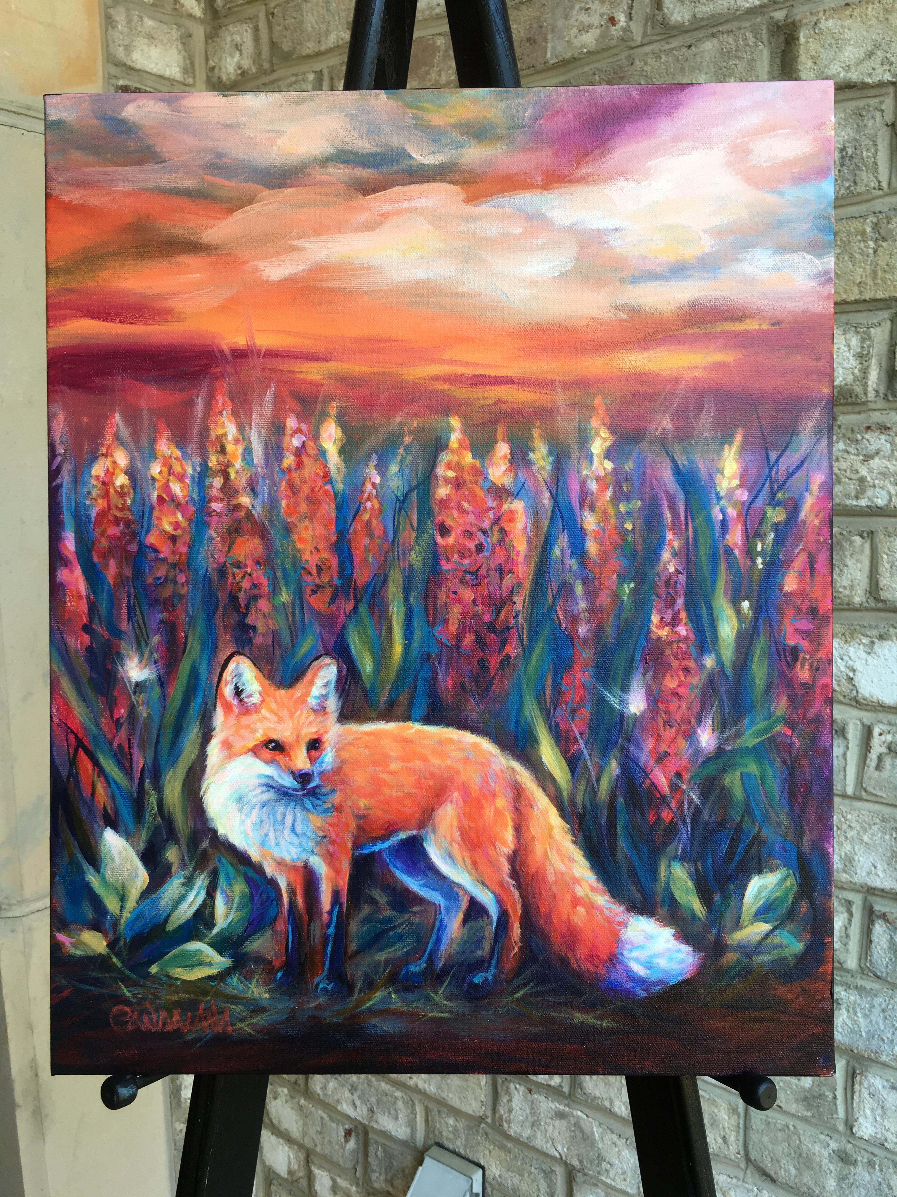 <p>Artist Comments<br />A red fox in a field of foxgloves at sunrise.</p><p>About the Artist<br />Before approaching the canvas, Pandalana Williams uses her vivid imagination to picture her subject in her mind's eye. While envisioning what she wants