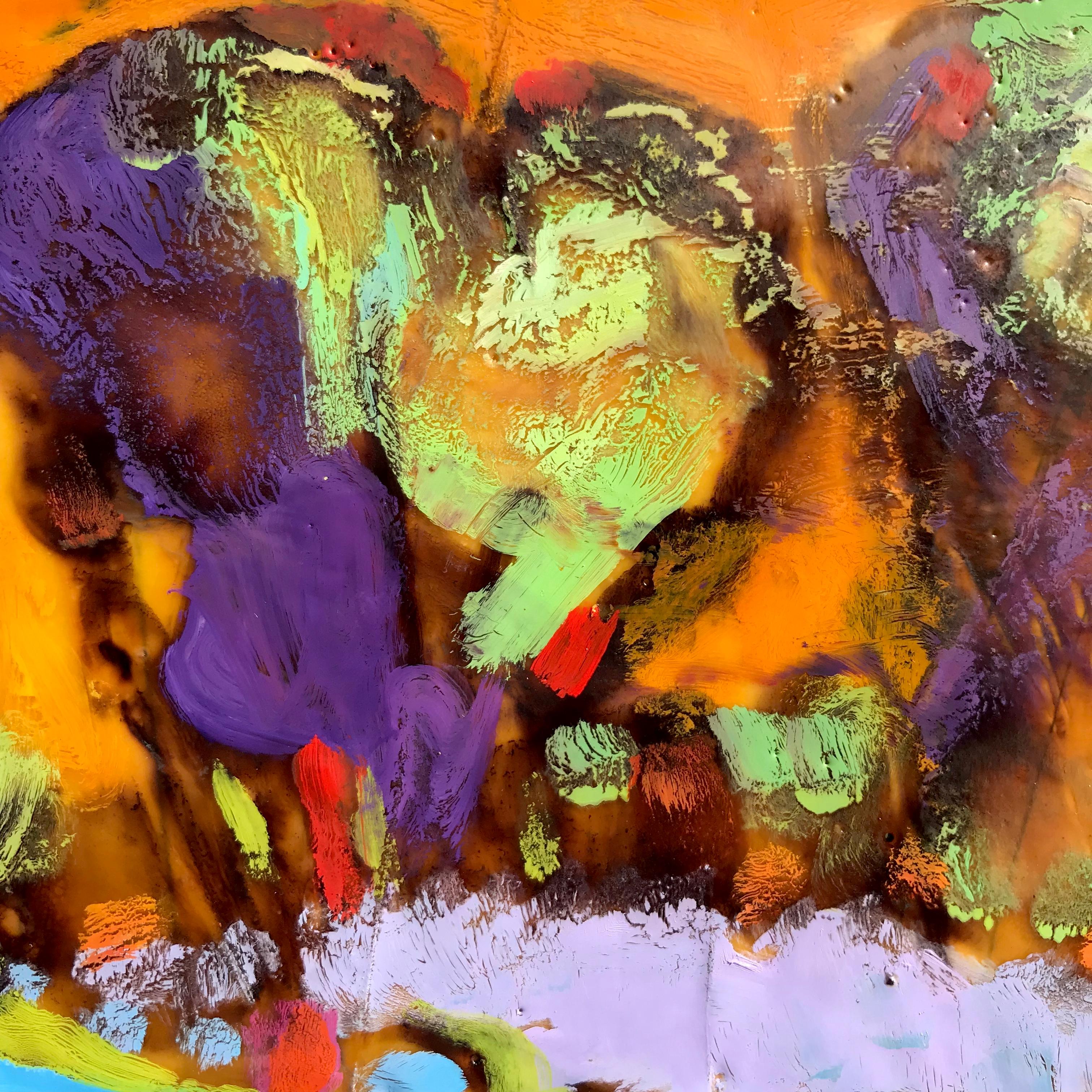 <p>Artist Comments<br />A cradled panel is laid with vintage sewing tissues as a mordant to adhere the beeswax. I did an underpainting in ink then used a prismatic palette to lead the eye through the composition.</p><p>About the Artist<br />When