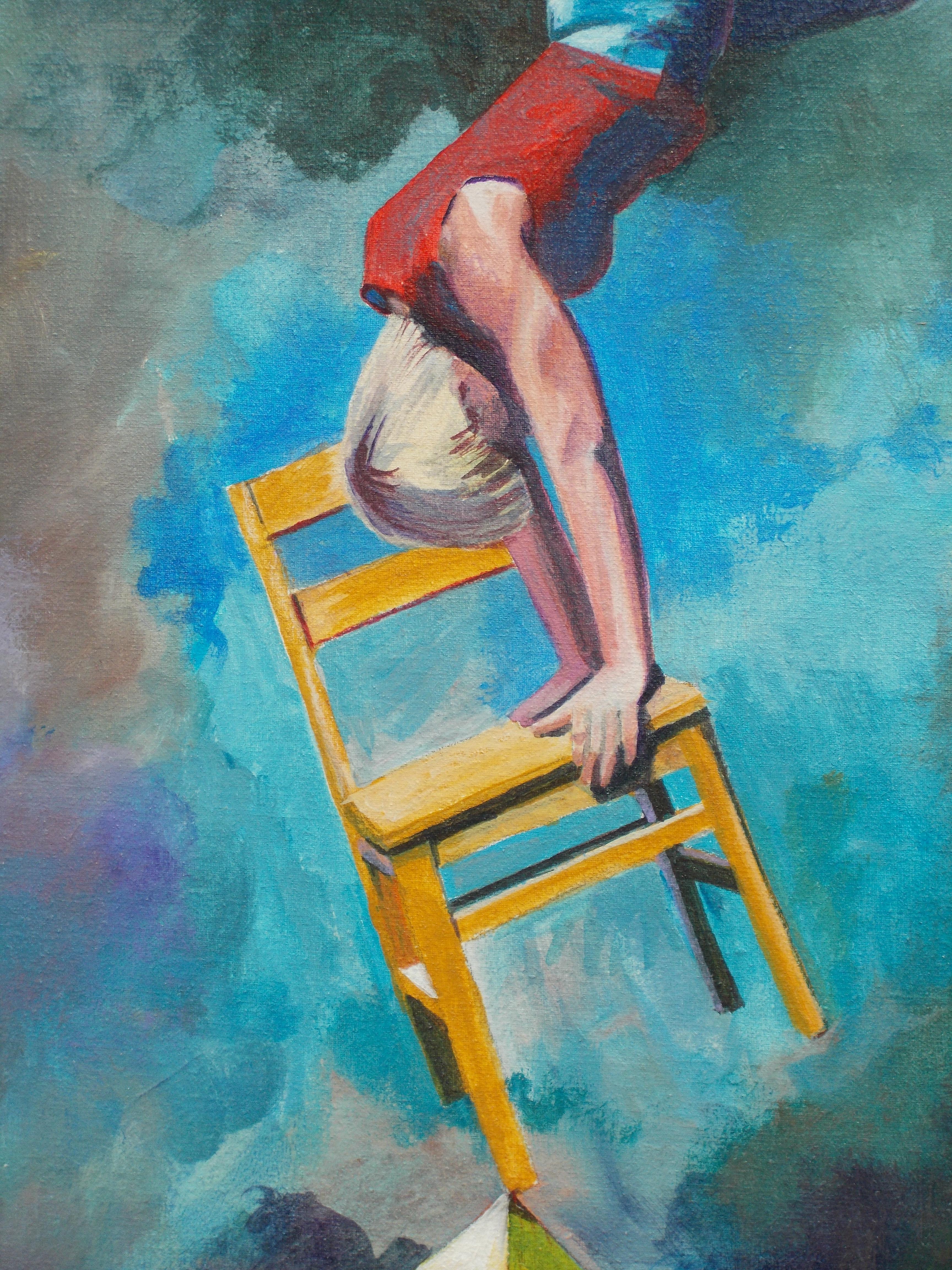 Anima and Her Chair - Gray Portrait Painting by Benjamin  Thomas