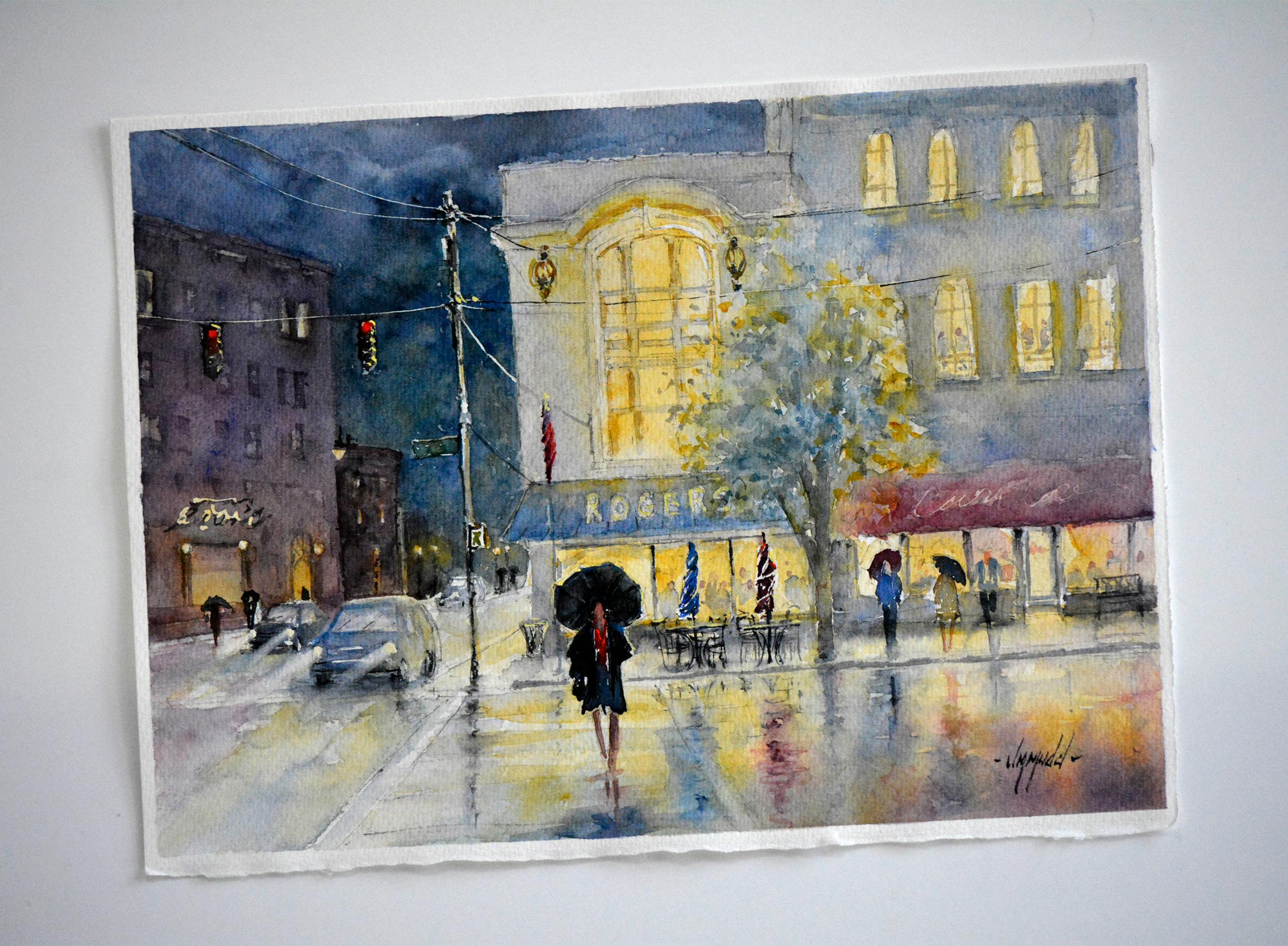 Rain on Madison - Impressionist Art by Judy Mudd
