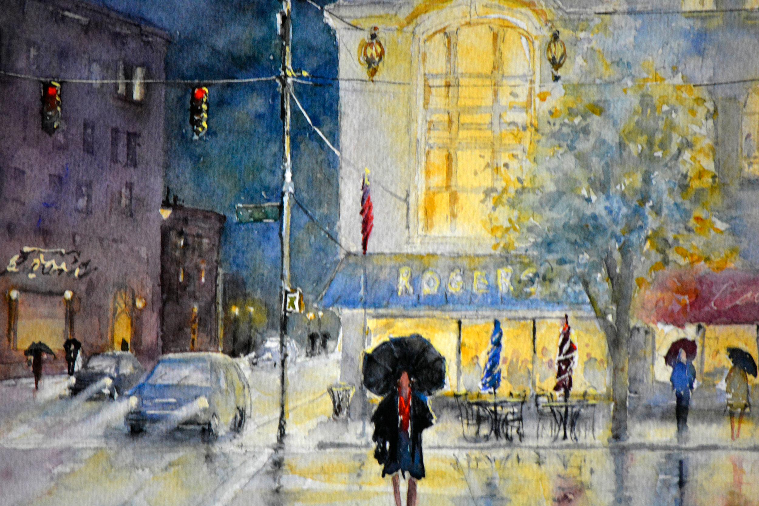 Rain on Madison - Gray Interior Art by Judy Mudd