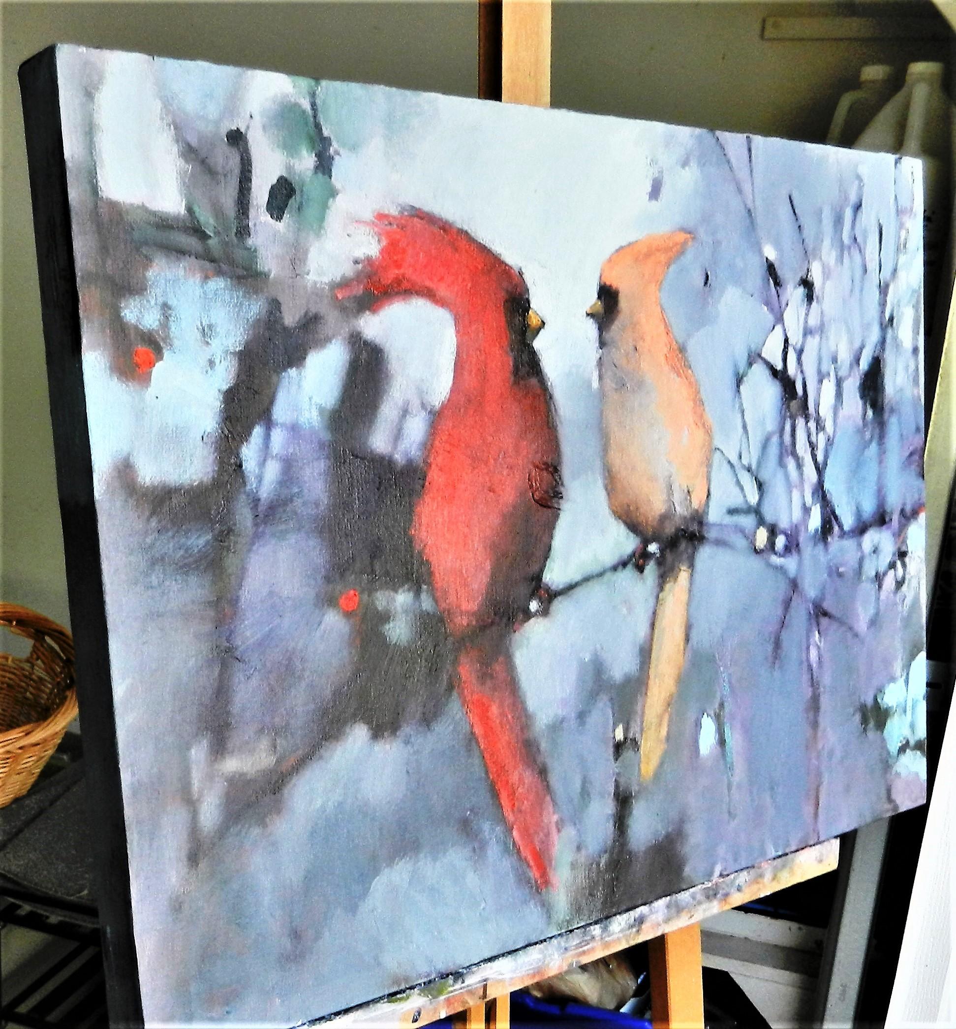 Winter Birds - Impressionist Art by Mary Pratt