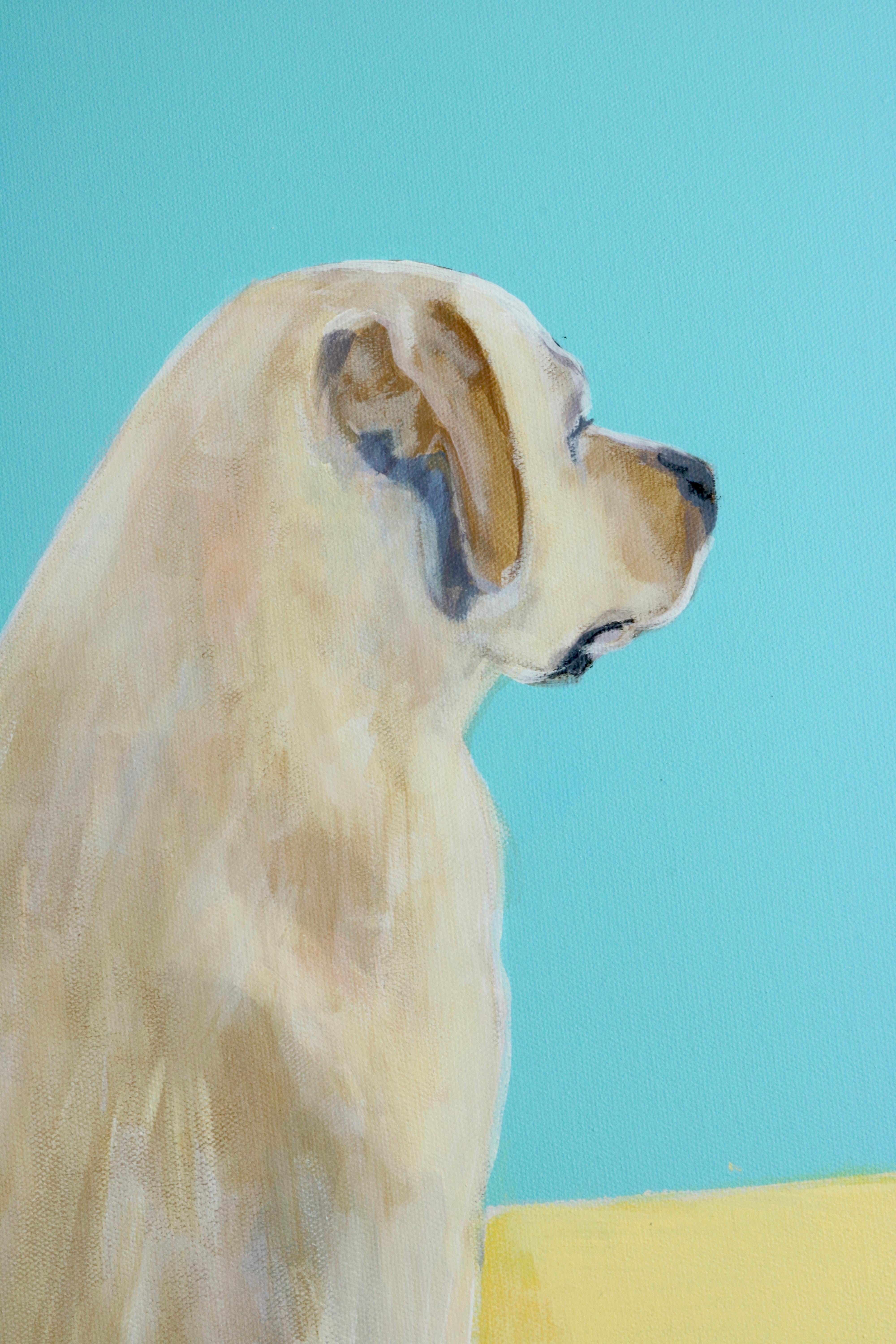 Lab Love - Blue Animal Painting by Lesli DeVito