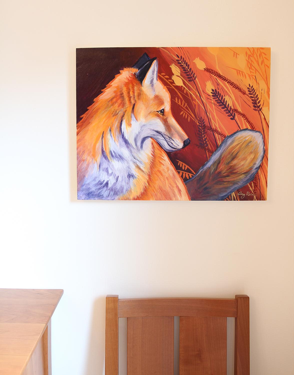 Red Fox - Contemporary Painting by Amy Rattner