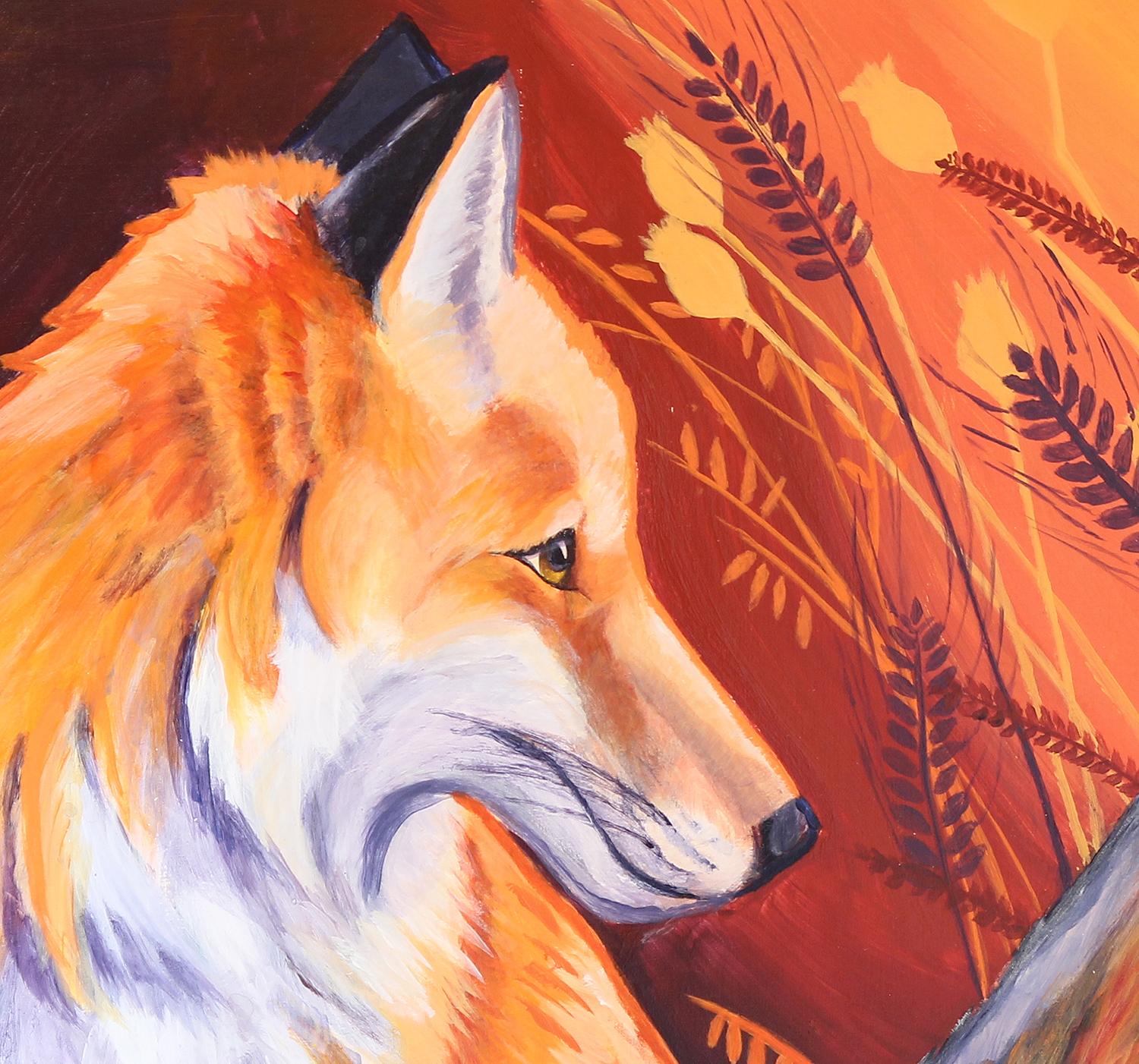 Red Fox - Orange Animal Painting by Amy Rattner