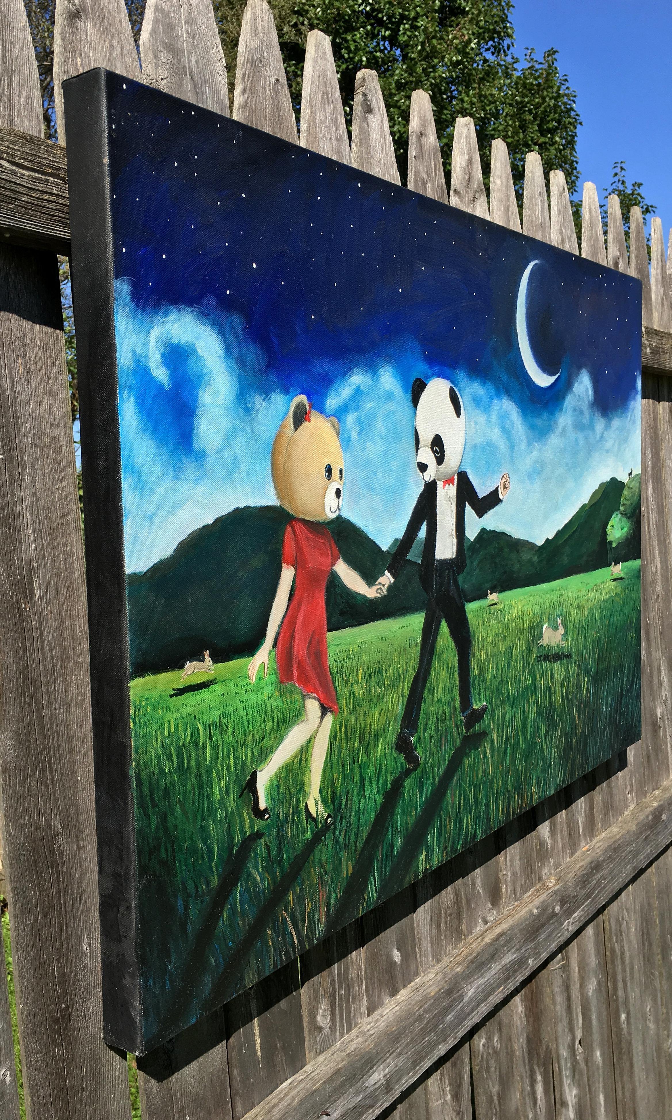 Frolicking by Moonlight - Painting by Kat Silver